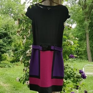 ModCloth Dress black/purple/pink + belt